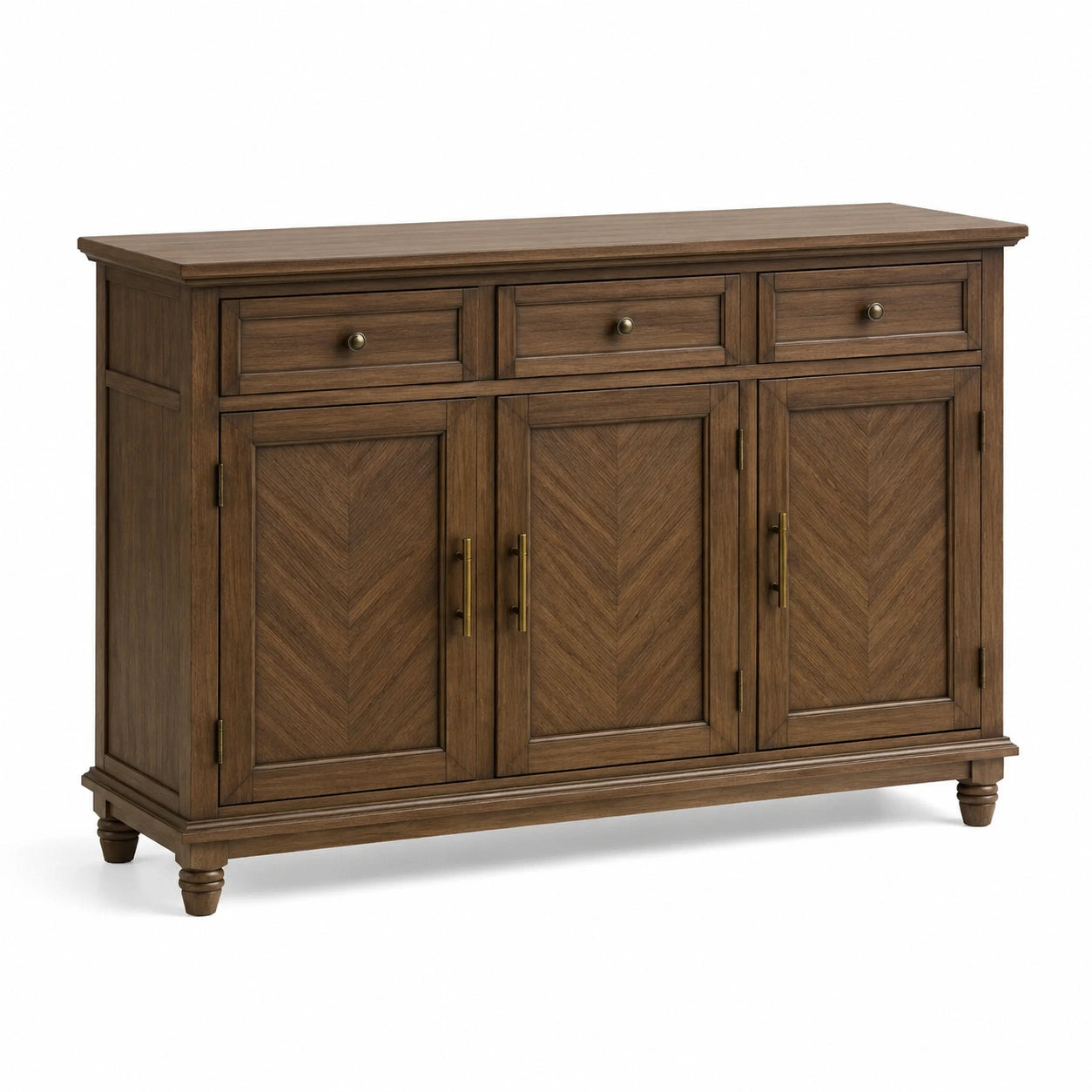 Aparador de Madera de Roble con Cajones y Puertas Marrones 120x40x85 cm