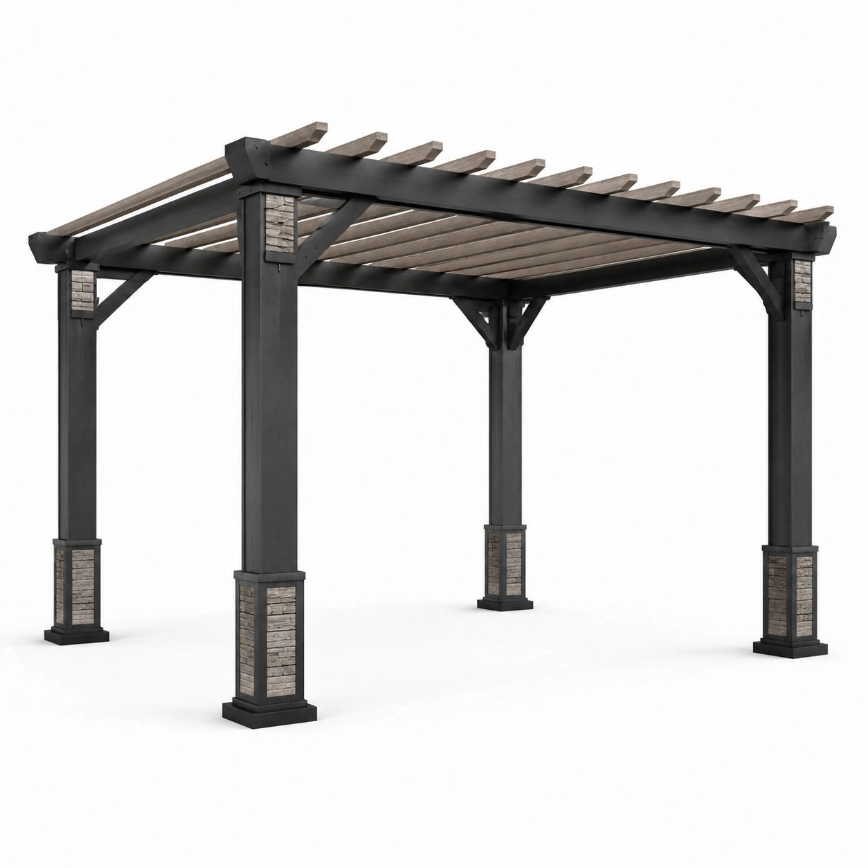 Pérgola de metal y madera tratada 300x300x250 cm