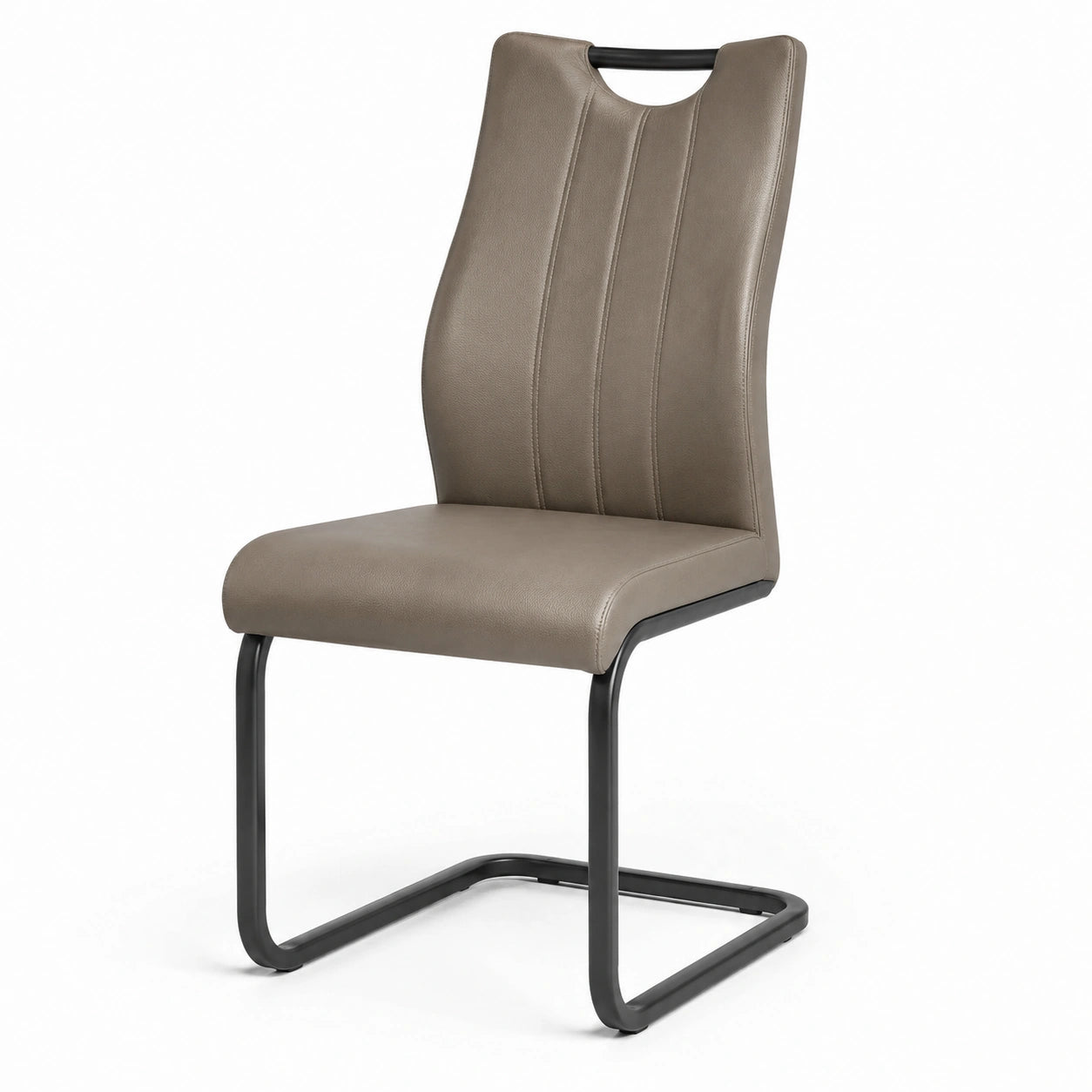 Silla de comedor marrón PU estructura de acero
