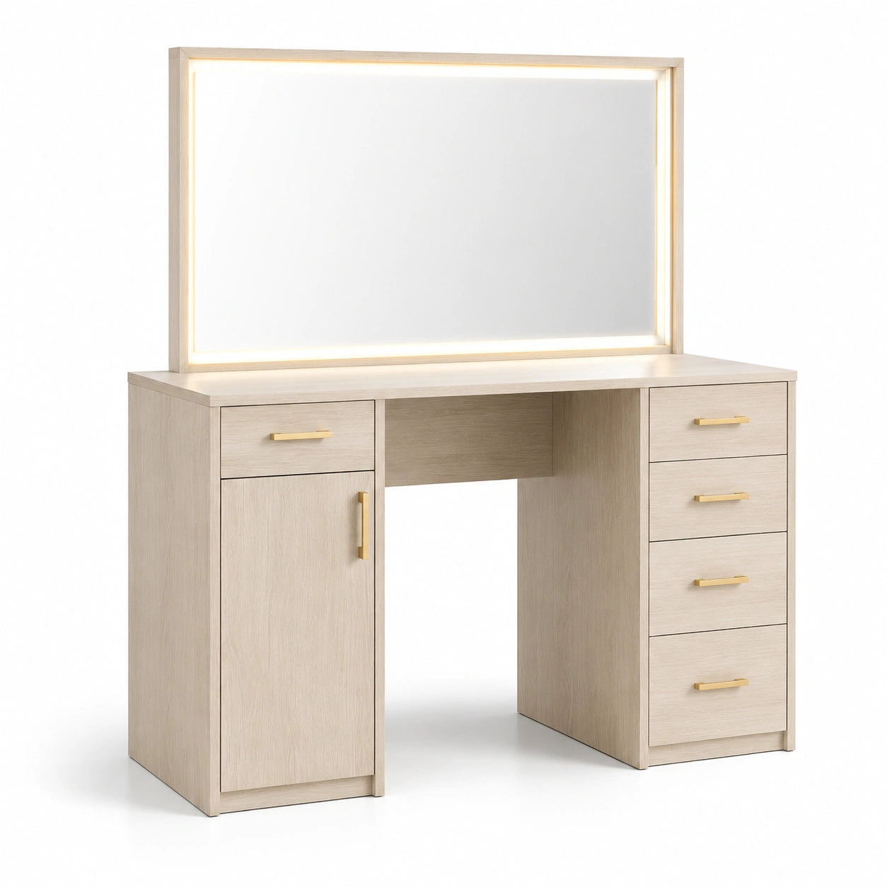 Tocador de madera con espejo iluminado de 120 cm