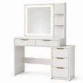 Tocador de MDF blanco con espejo LED y cajones