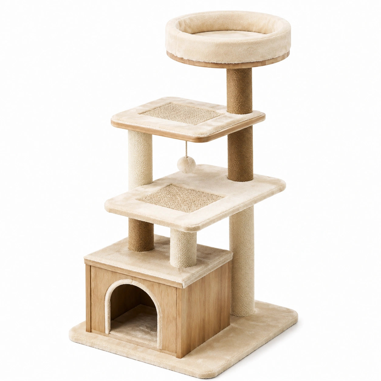 Árbol Rascador para Gatos Beige con Madera y Sisal