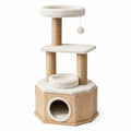 Árbol para gatos de madera y sisal beige 120x60x60 cm