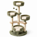 Árbol para gatos de madera con plataformas verdes
