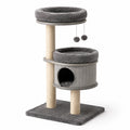 Árbol para Gato de Tres Niveles con Rascador de Yute y Felpa Gris