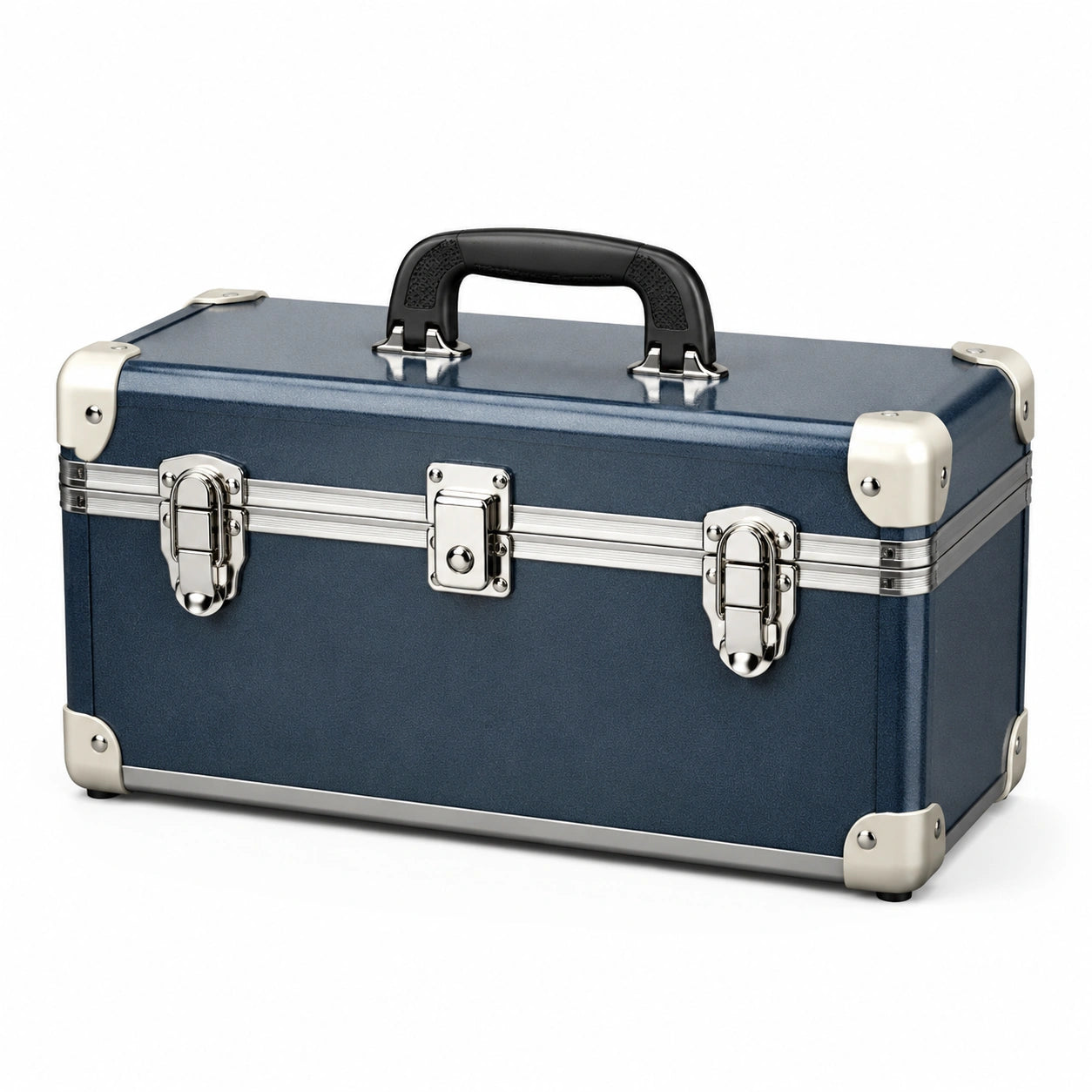 Caja de herramientas azul con refuerzos de aluminio