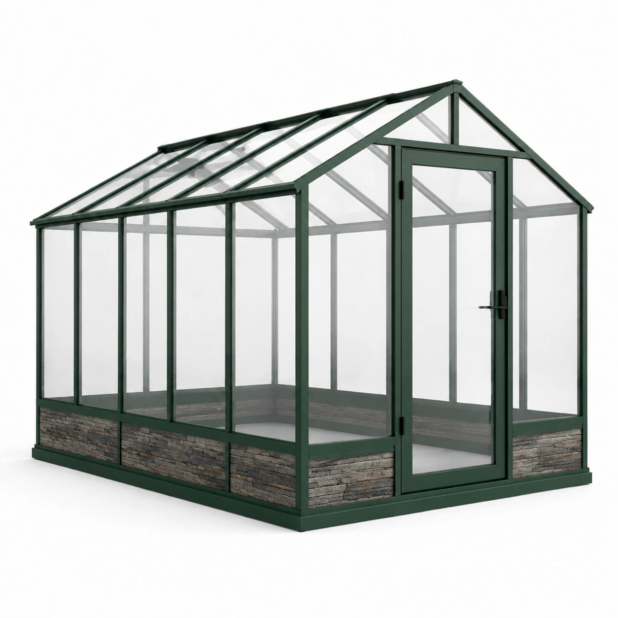 Invernadero de Aluminio Verde con Vidrio Templado de 4 mm