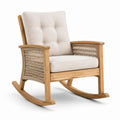 Mecedora de madera de teca y ratán beige