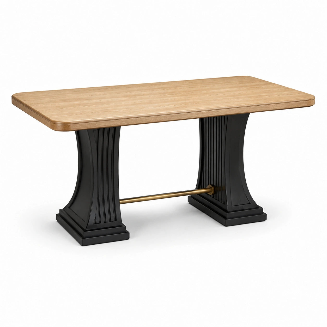 Mesa de comedor rectangular de madera de roble y metal negro 160 cm