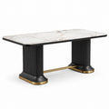 Mesa de mármol y metal negro 180x90cm