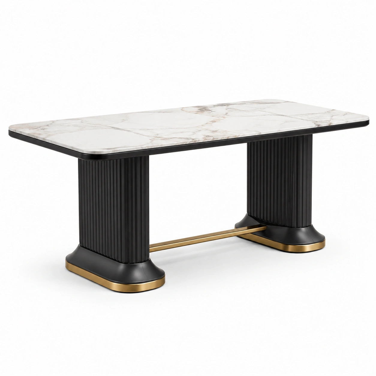 Mesa de mármol y metal negro 180x90cm